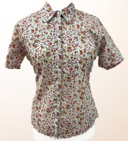 Double TWO - Short sleeve white blouse with small floral pattern